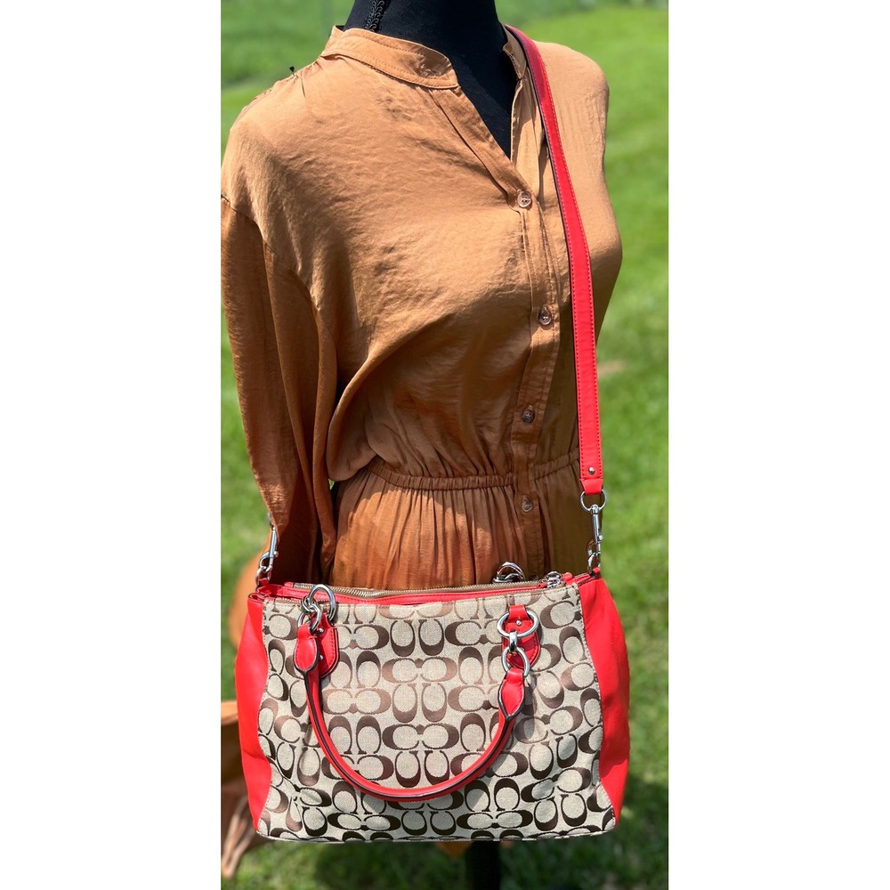 Coach Christie Carryall Tote Handbag Signature Canvas Leather Crossbody F36376 - Picture 6 of 16